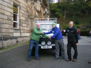 Cameron McNeish, Patron of Mountain Aid hands over keys of new Land Rover on behalf of ST John Scotland